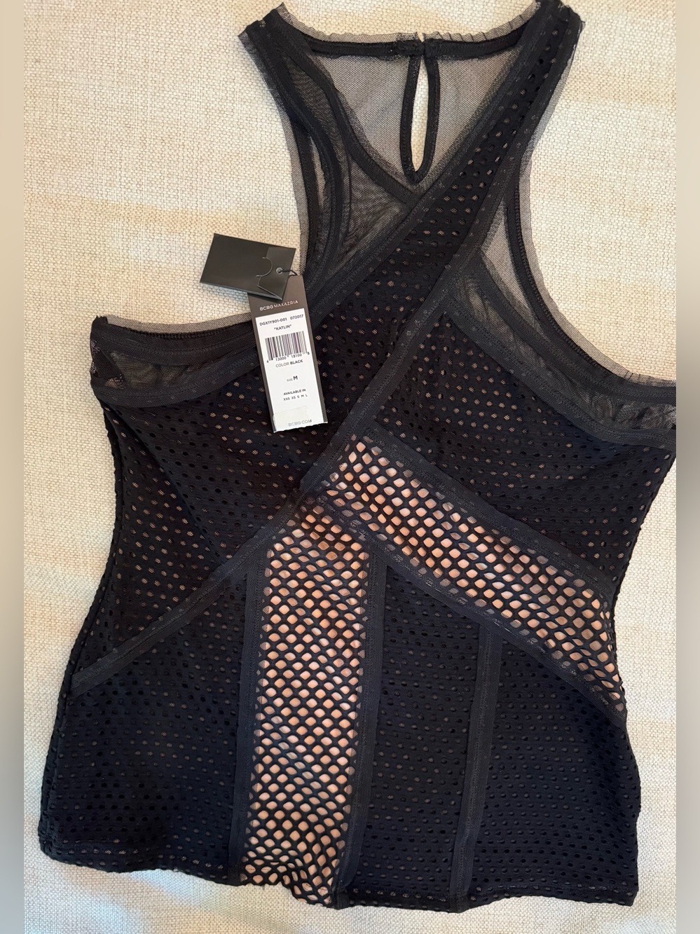 NWT BCBG MAX AZRIA Black Mesh Tank Top - sexy cut outs, don’t miss this one!!